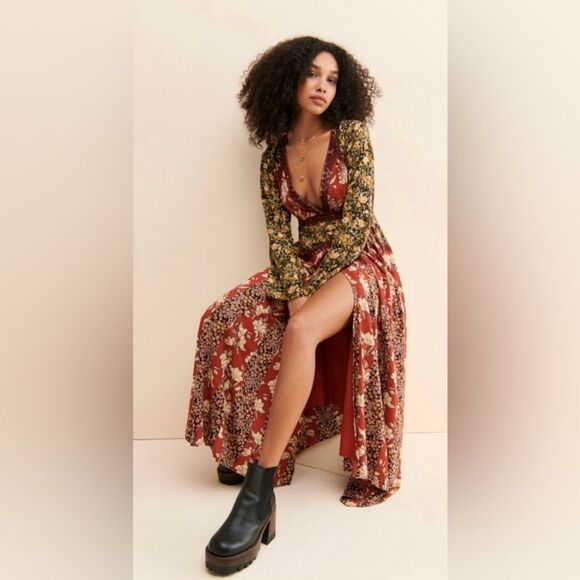 Free People Tilda Wrap Dress in Neutral Combo, Size XS, NWOT - Picture 1 of 4